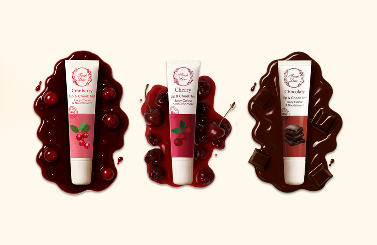 Fresh Line Lip & Cheek Tints Cherry, Chocolate & Cranberry