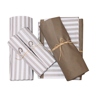 Μπεζ σετ υπέρδιπλα σεντόνια Solitaire