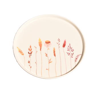 Λευκό πορσελάνινο πιάτο με σχέδια Άνθη Αγρού