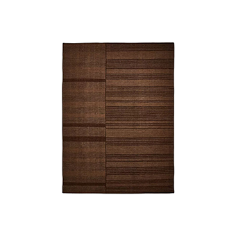 Καφέ μάλλινο χαλί με γραμμές σε αντίθεση