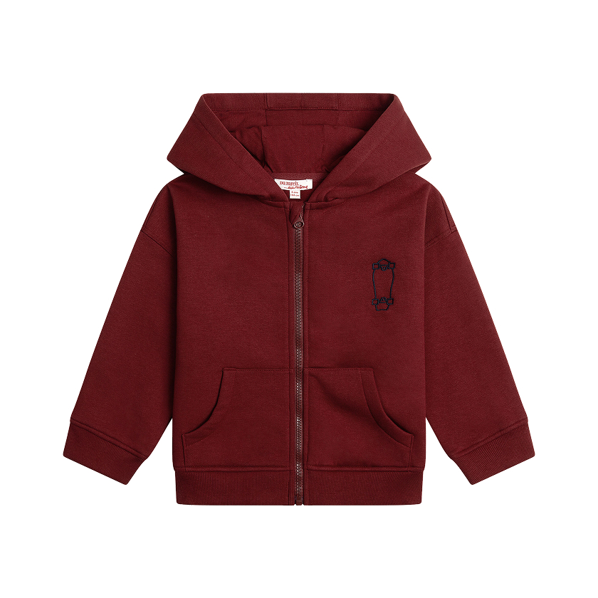 Μπορντό φούτερ με κουκούλα και φερμουάρ