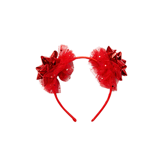Red hair band with bows and tulle