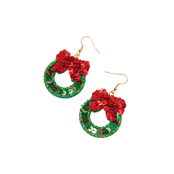 Christmas wreath dangle earrings