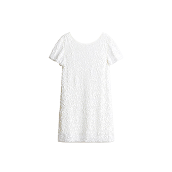 Λευκό φόρεμα με πούλιες και φιόγκο