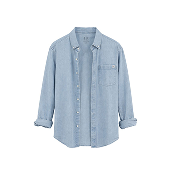 Denim πουκάμισο σε κανονική γραμμή με λογότυπο