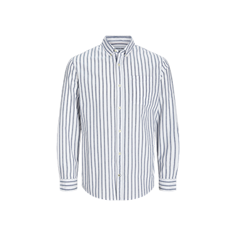 Λευκό casual πουκάμισο με γαλάζιες ρίγες