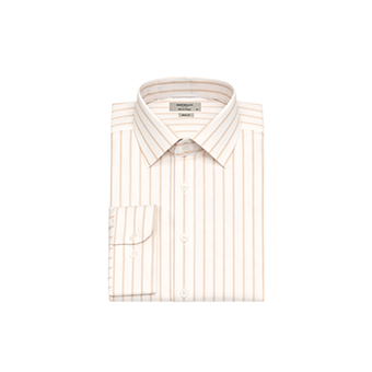 Κρεμ ριγέ πουκάμισο με bottom-down γιακά