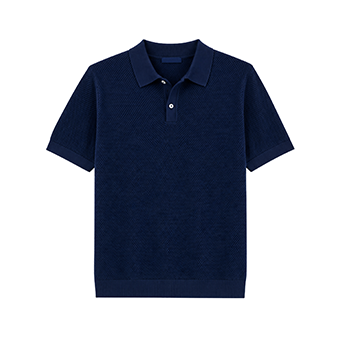 Blue knitted polo shirt, regular fit