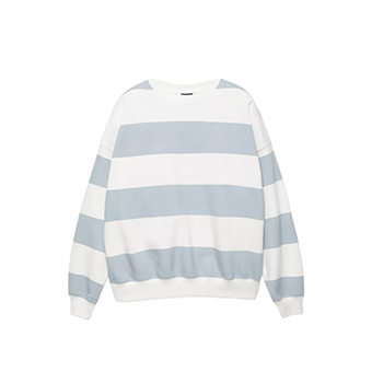 Λευκό ριγέ φούτερ με στρογγυλή λαιμόκοψη