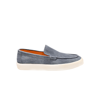 Γαλάζια suede loafers με λευκή σόλα