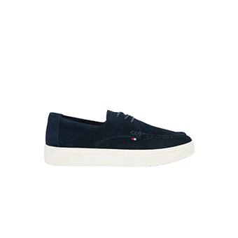 Μπλε δερμάτινα loafers με κορδόνια