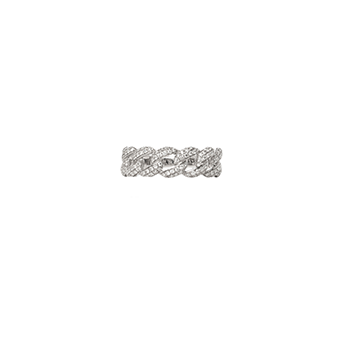 White gold chain ring with white diamonds