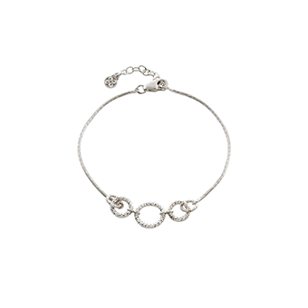 Βραχιόλι ασημένιο με διαμαντέ κρίκους