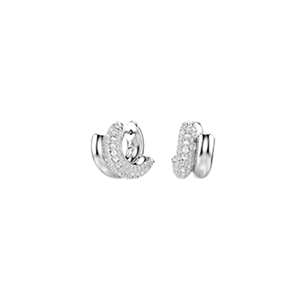Silver hoop earrings with stones