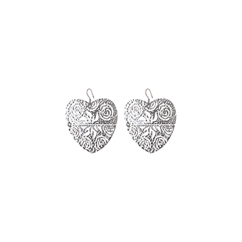 Steel pierced heart-shaped earrings