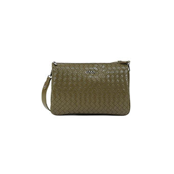 Khaki woven shoulder bag