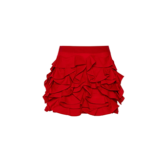 Red mini skirt with ruffles