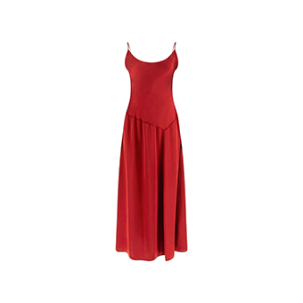 Κόκκινο μακρύ σατέν φόρεμα