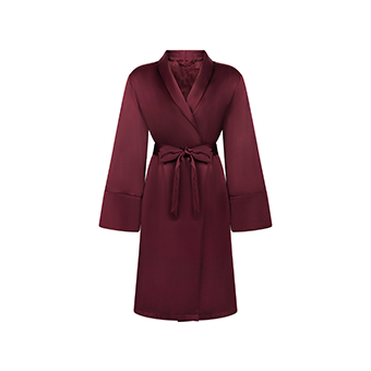 Μπορντό σατέν ρόμπα με fleece εσωτερικό