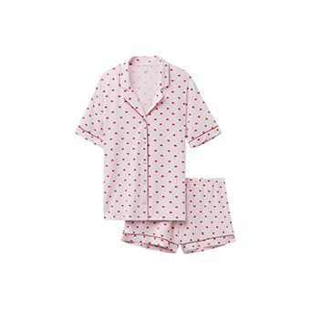 Ροζ κοντομάνικη πυτζάμα με καρδιές