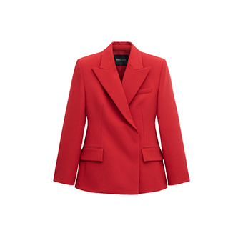 Red fitted double-breasted blazer