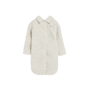 Λευκό μακρύ fleece τζάκετ