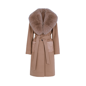 Μπεζ μακρύ cashmere παλτό