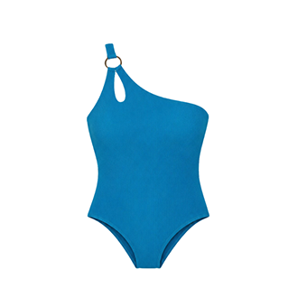 Μπλε ολόσωμο μαγιό one shoulder με κρίκο