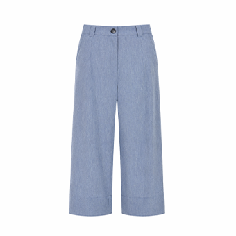 Μπλε ψηλόμεση culotte με λινό