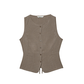 Brown sleeveless vest with buttons