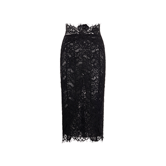 Μαύρη μίντι φούστα με δαντέλα