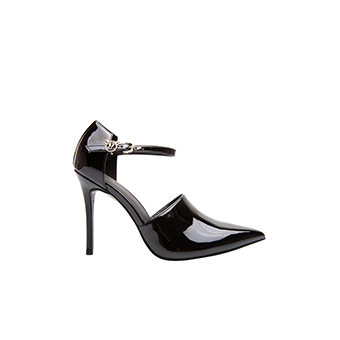 Μαύρες λουστρίνι γόβες με λουράκι