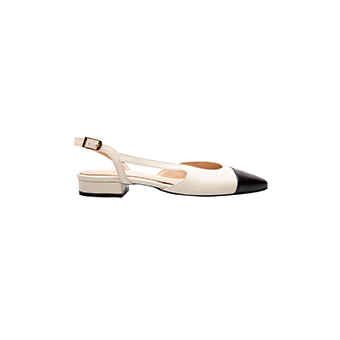 Cream leather ballerinas with black pattern