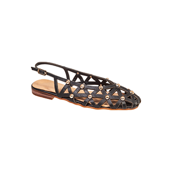 Black leather flat sandals, Wall Street